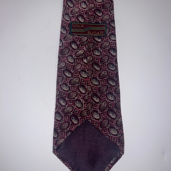 Vila Bugatti Elegant Burgundy Patterned Men's Tie - Picture 2 of 2